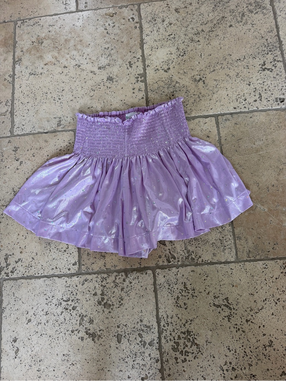 Queen of Sparkles PURPLE Shimmering Hannah Skort High Waist Smocked metallic M